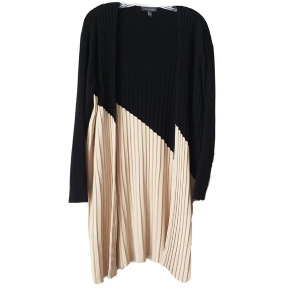 The Limited Sweater S Black & Tan Color-block Long Sleeve Cardigan - Picture 1 of 8